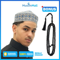 PECI PAKISTAN ABU-ABU BORDIR PUTIH BIRU KOPIAH PAKISTANI ORI - THEKUFI - ISLAMICALLURE
