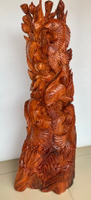 緬甸花梨根雕大擺飾 紅木花梨根雕魚 花梨木木雕年年有余擺飾