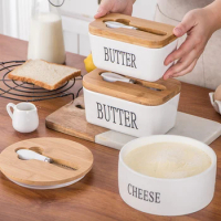 Ceramic Butter Dish With Lid Knife Butter Stick Holder Covered Butter Dishes Butter Cheese Dessert Cake Holder