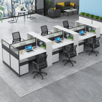 開發票 職員辦公桌椅組合 4人位簡約現代辦公室辦公桌 電話銷售工位員工桌