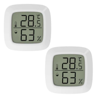 2 Pcs Mini Indoor Digital Hygrometer Thermometer with LCD Display and Thermometer for Home,Office,Fridge,Center Wheel(℃)