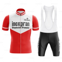inoxpran Retro Cycling Jersey Set Classical Bicycle Suit Bike Short Sleeve Men Bib Shorts Clothes Por Team Triathlon Maillot