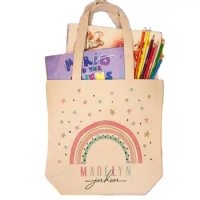 Kids Name Tote Bag, Custom Name Book Bag,Personalized Stationery Canvas Tote, Kindergarten Preschool Library Tote, School Suppli