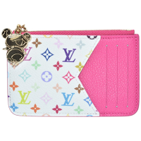 LOUIS VUITTON   M14155  LV x TM Romy 村上隆聯名壓花粒面牛皮熊貓拉鍊名片夾/零錢包(粉紅色)