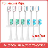 12PCS Replacement Brush Heads For XIAOMI MIJIA T300/T500/T700 Sonic Electric Toothbrush Soft Bristle Caps Vacuum Package Nozzles