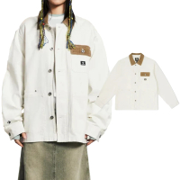 【CONVERSE】Skate Jacket Egret 男款 女款 米白棕色 復古 襯衫領 長袖 外套 10026550-A03