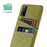 Luxury Business Cover for Vivo, Phone Case, Dual Card Fabric Cloth, Vivo Y11s, V2027, V2029, Funda