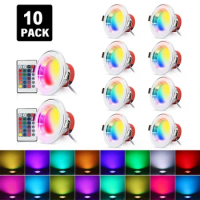 10pcs/lot 5W RGB LED Downlights Spotlight Colorful Ceiling Lamp Recessed Light Led Spot Remote for Bedroom Home Decor Lighting