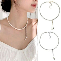 Delia Pearl Necklace Kalung Mutiara Untai Juntai Rantai NL Delia Silver