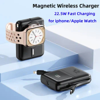 Wireless Charger Station Magsafe Power Bank 10000mAh for iPhone 15 iWatch Huawei Xiaomi Portable Charger Powerbank Spare Battery