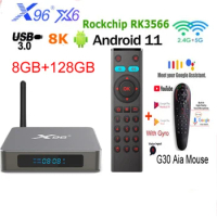 X96 X6 TV Box Android 11 8GB 128GB RK3566 Support 4K USB3.0 2T2R 5G Dual Wifi 1000M 4G 64GB 32GB Media Player VS H96 MAX 3566