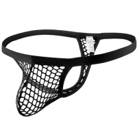 Men Hollow Out Panties Low-Waist Mesh Thong Sexy Erotic Temptation Underwear Rhombus Sexy Perspective Underwear sexys pornôs