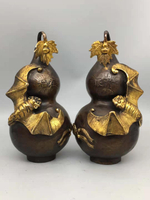 黃銅新品收藏擺件商務禮古銅色鎏金銅器福在眼前銅葫蘆福到工藝品