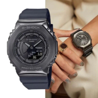 【CASIO 卡西歐】G-SHOCK 玩美時尚 黑灰 金屬錶殼 八角形錶殼(GM-S2100B-8A)