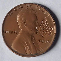 uang Koin Kuno 1 Cent Amerika 1946 FREEMASON - Koleksi istimewa