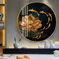 鉆石畫滿鉆新款圓形客廳新中式招財九魚圖十字繡新款餐廳臥室
