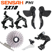 SENSAH PHI 2x10 Speed Groupset with 10v Shifter L/R Fore Rear Derailleur Lever Brake Chain Cassette for Road Bike 5800 105 4700