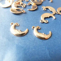 200pcs/lot 15*12mm gold plated moon pendant jewelry findings