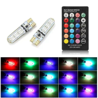 หลอดไฟหรี่รถยนต์ + รถมอเตอร์ไซร์ LED เปลี่ยนสีได้ (ขั้ว T10) ไฟหรี่ 7 สี 17 สเต็ป ReturnLED (0131)