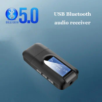 USB Bluetooth Receiver Transmitter Audio Bluetooth 5.0 Adapter For Car PC TV HD HiFi Receptor Wireless Adapter LCD 3.5MM AUX