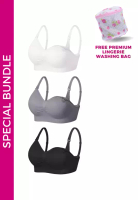 Kiss & Tell 3 Pack Grace Nursing Push Up Maternity Bra in White, Grey and Black