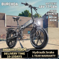 BURCHDA R7 800W45KM/H Foldable Electric Bicycle 48V17.5AH Lithium Battery 20Inch Fatbike Powerful Electric Motorcycle For Adults