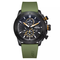 Expedition Expedition EXP - Jam Tangan Chronograph Pria - Black Green - Rubber Strap - 6810 MCRIPBAG