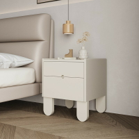 北歐白色床頭櫃現代簡約家用臥室雙層收納櫃法式臥室床邊櫃 全館免運