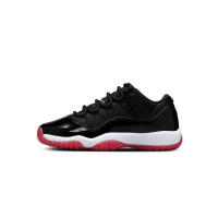 【NIKE 耐吉】休閒鞋 Air Jordan 11 Low Bred GS 2025 經典回歸 黑白紅 女鞋 大童 FV5121-006