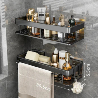 Bathroom Shelves Without Drilling RustProof Aluminum Shower Wall Shelf Shampoo Towel Holder Bathroom Organizer Accessorie