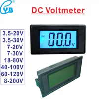 DC Voltmeter DC Voltage Meter Two-wire LCD Digital Voltmeter Volt Panel Meter LCD Blue Backlight Voltage Gauge DC Voltage Tester