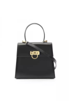 Salvatore Ferragamo Pre-Loved Salvatore Ferragamo Gancini Handbag leather black 2WAY