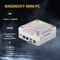 Minipc AMD Ryzen 7 7735HS Desktop Computer DDR5 RAM NVMe SSD Small Gaming PC Type-C USB4.0 thunderbolt 4 support eGPU 8K display