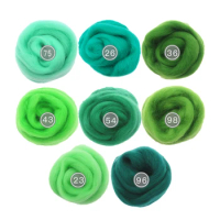 10g*8 /50g*1 Green Color Series Felting Wool Roving Wool Fibre For Needle Felting Weaving Wool Fiber For DIY Needle Felting