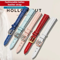 10 12 14 16 18mm women Genuine Leather Watchband for DW Casio Citizen Fossil Swarovski Watch Strap Ladies Blue Pink red Bracelet