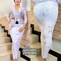 Kamen jadi bordir strait premium Spesial putih Kombinasi benang metalik Size : M.L.XL.XXL Size : 4X