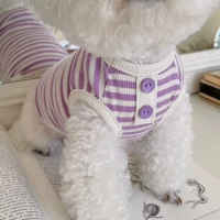 Summer Minimalist Striped Little Dog Knit Dog Vest Teddy Bear Small and Medium-sized Dog Cat Two Legged Pet Clothing