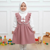 Dress Anak Perempuan Sweet Ribbon Bahan Knit Premium Lembut Usia 1-6 Tahun dengan Ruffle dan Pita Ca