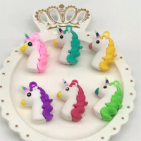 6pcs Slime Filler Charms Soft Rubber Unicorn Necklace Charms Very Cute Pendant Key Chain DIY Decoration