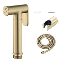 Brushed Gold Brass Toilet Bidet Spray Set SUS Holder Hose Bathroom Sprayer Women's Washing Machine Spray Gun Bidets Bathroom Fix
