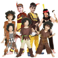 萬聖節服裝cosplay演出服衣服男童女童土著人非洲原始印第安野人 清涼一夏钜惠