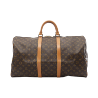 【二手名牌BRAND OFF】LOUIS VUITTON LV 路易威登 棕色 原花 帆布 Keepall Bandouliere 55 手提包 M41414