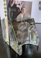 1970's Blenko Art Glass Mid Century Modern Design Clear Glass Bookends # 7333
