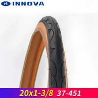 INNOVA 20 Inch 37-451 Bicycle Tire Small Wheel 20x1 3/8 Bike Tire Brown Edge 50-85PSI 310g/pc Folding Bike Tire