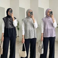 outer wanita vest brokat jumbo ld 130 Outer Brokat kondangan premium XL/XXL putih