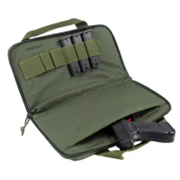 Tactical Pistol Carry Bag for Glock17 19 Beretta M9 1911 12" Gun Case Bag with Magazine Pouches Handgun Holster Padded Handbag