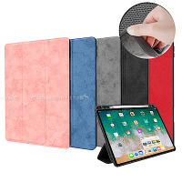 VXTRA iPad Pro 12.9吋 2018 雲彩帆布紋 筆槽矽膠軟邊三折保護套