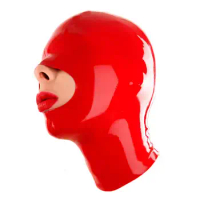 Red Latex Hood Unisex Party Mask Open for The Nose and Mouth Latex Rubber Mask Costume Props