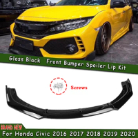 Front Bumper Spoiler Lip Car Lower Guard Plate Splitter Lip For Honda Civic X FC FK 10th Gen 4 Door Sedan 2016-2020
