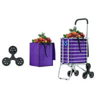 Shopping Cart Luggage Trolley Shopping Artifact Hand-Pulled Stair Climbing Foldable and Portable Trolley Elderly Trailer